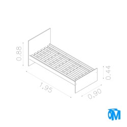 CAMA DE 1 PLAZA 195X90X90 LINEA CRECIENTE