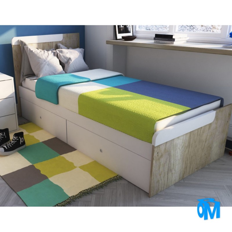CAMA DE 1 PLAZA CON CAJONES 195X90X90 LINEA CRECIENTE