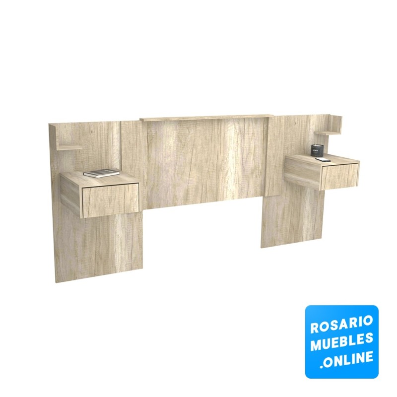 Respaldo con mesas de luz flotante! Colores escandinavos. ROSARIO MUEBLES