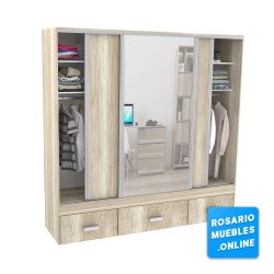 VESTIDOR 3 PUERTAS 1 PUERTA CON ESPEJO 220X220 LINEA MAGNUS PLUS