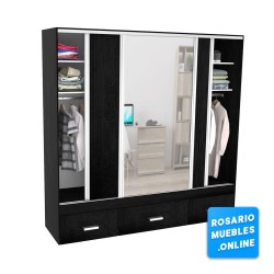 VESTIDOR 3 PUERTAS 1 PUERTA CON ESPEJO 220X220 LINEA MAGNUS PLUS