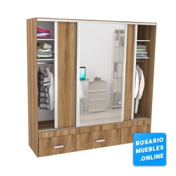 VESTIDOR 3 PUERTAS 1 PUERTA CON ESPEJO 220X220 LINEA MAGNUS PLUS